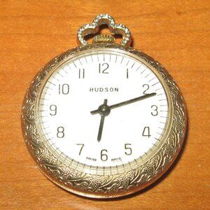 Vintage Hudson Webster Pocket Watch One Jewel Swiss Small Goldtone